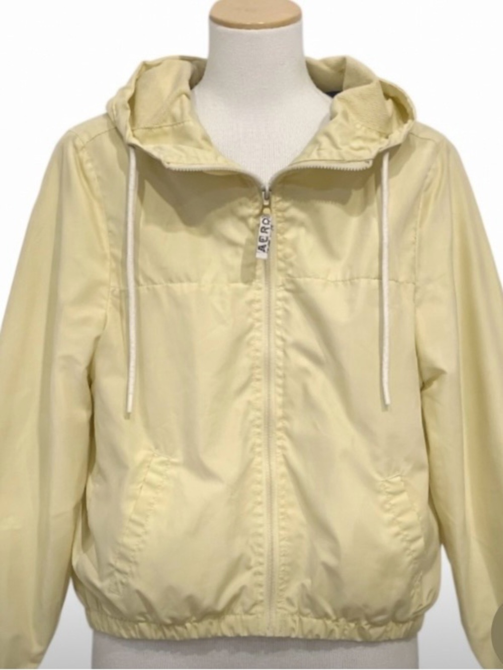 Aeropostale Yellow Windbreaker Jacket Hooded Zip Lightweight Womens XS Y2K
